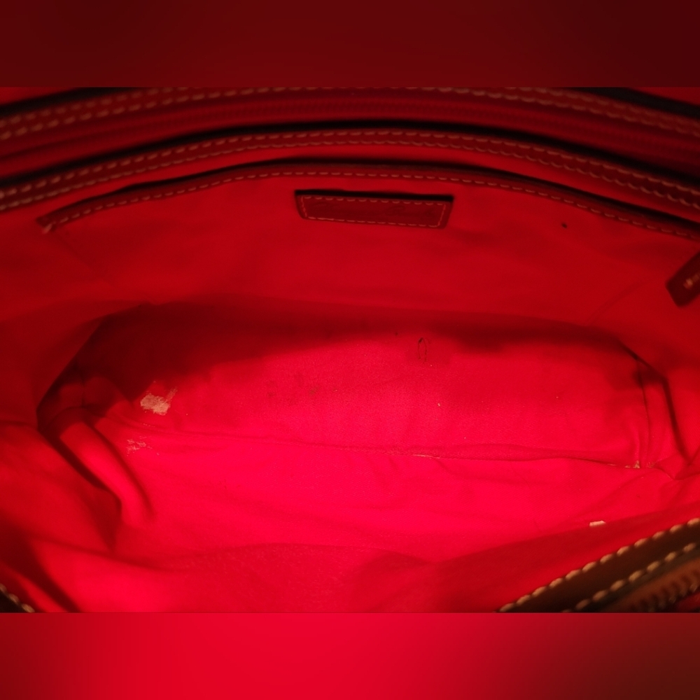 Dooney & Bourke Gray and Red Leather Tote Bag - Picture 9 of 14